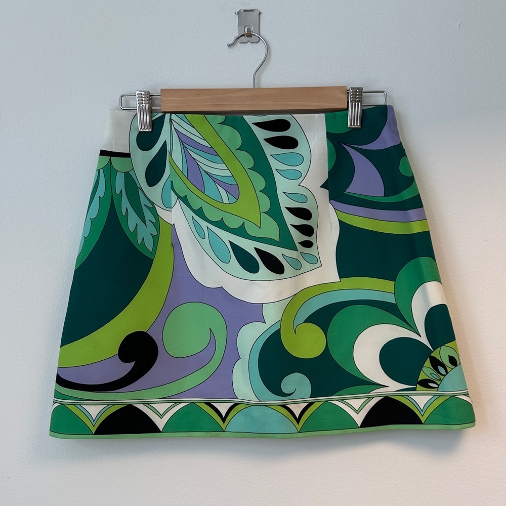 Zara Green A-Line Mini Skirt